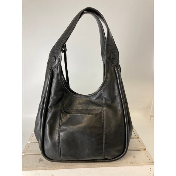 BRIGHTON LOCK HEART ISSIE BLACK LEATHER HOBO RARE FIND - Picture 4 of 16